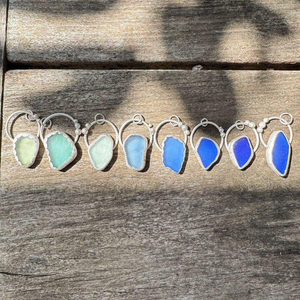 Cobalt blue sea glass Handmade 995 925 sterling silver soldered necklace - Picture 5 of 6